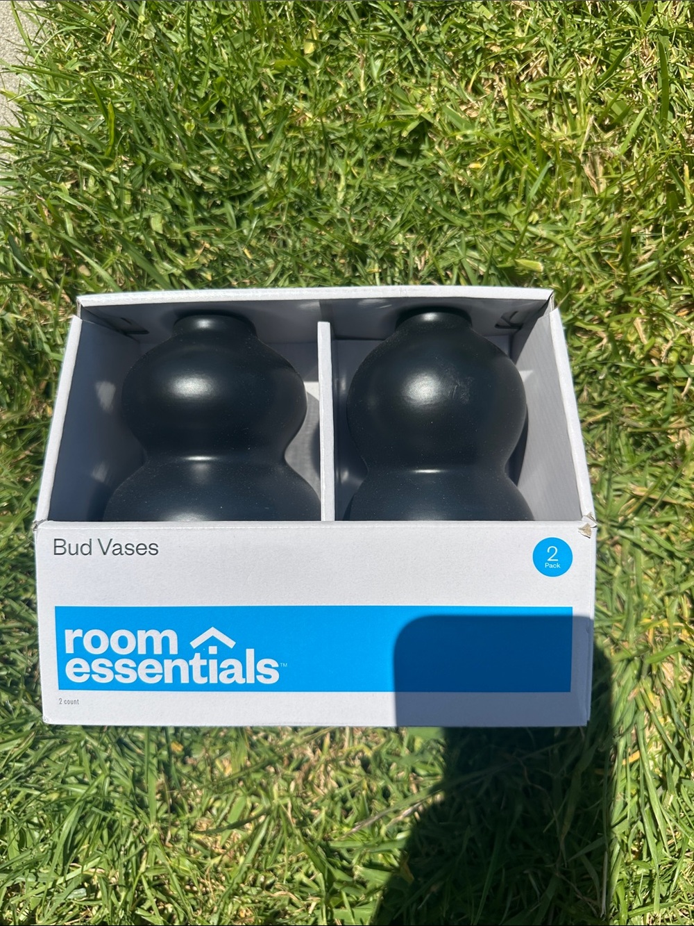 Room Essentials Black Matte Double-Bulb Bud Vases - 2 Pack